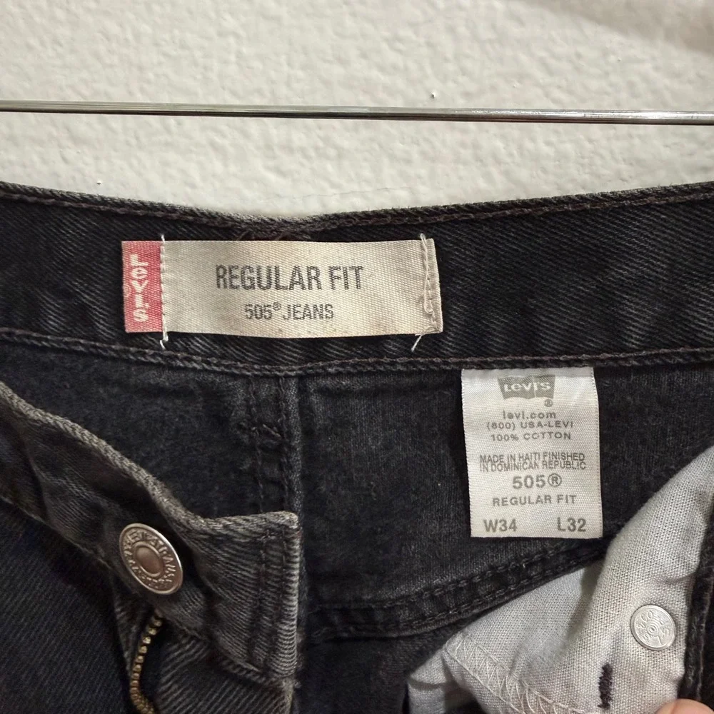 vtg Levis 505 Regular Fit Black Denim Jeans Mens 34x32 Straight Leg Cotton Pants